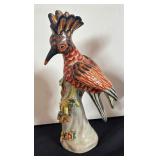 Pair of Vintage Majolica Hoopoe Bird Figurines