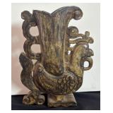 9-Inch Carved Soapstone Phoenix Figurine Vase
