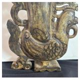 9-Inch Carved Soapstone Phoenix Figurine Vase