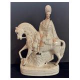 Antique 15-Inch Staffordshire-Style Ceramic Scottish Rider on Horseback Figurine