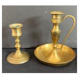 Collection of 4 Vintage Brass Candle Holders Assorted Styles