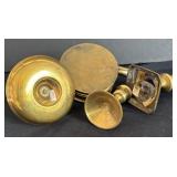 Collection of 4 Vintage Brass Candle Holders Assorted Styles