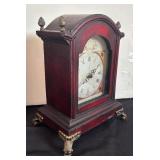 Vintage Style Wooden Mantel Clock with Ornate Metal Feet