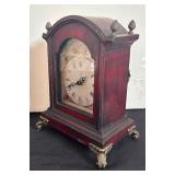Vintage Style Wooden Mantel Clock with Ornate Metal Feet
