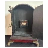 Vintage Style Wooden Mantel Clock with Ornate Metal Feet