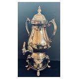 19-Inch Vintage Silver Plated Coffee Urn with Ornate Handles