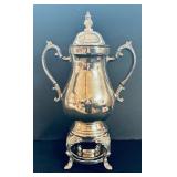 19-Inch Vintage Silver Plated Coffee Urn with Ornate Handles