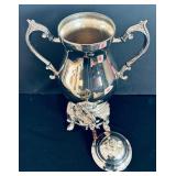19-Inch Vintage Silver Plated Coffee Urn with Ornate Handles