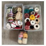 Large Lot of Assorted Crafting Ribbon, Lace, and Twine Spools
