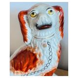 Pair of 10-Inch Vintage Staffordshire Spaniel Dog Figurines
