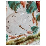 Vintage 15-Inch Staffordshire-Style Pottery Figurine with Highland Couple and Clock Face