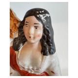 Vintage 15-Inch Staffordshire-Style Pottery Figurine with Highland Couple and Clock Face