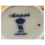 Vintage Mottahedah Blue Canton Coffee Cups, Saucers, and Cake Plates Set of 6