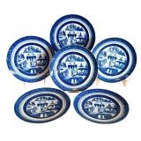 Set of 6 Mottahedah Blue Canton 8.5-Inch Porcelain Plates