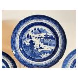 Mottahedah Blue Canton Set with 6 Cake Plates, Saucers and Coffee Cups