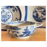 Set of 3 Mottahedeh Historic Charleston Reproduction Blue and White Bowls and Dishes