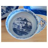 Set of 3 Mottahedeh Historic Charleston Reproduction Blue and White Bowls and Dishes