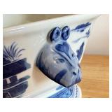 Mottahedeh Historic Charleston Blue and White Porcelain Planter with Animal Head Handles