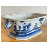 Mottahedeh Historic Charleston Blue and White Porcelain Planter with Animal Head Handles