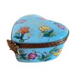 Vintage Limoges France Heart-Shaped Porcelain Trinket Box, Hand Painted