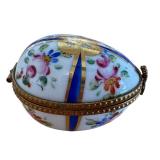 Limoges France Hand-Painted Porcelain Egg Trinket Box, 2 Inch