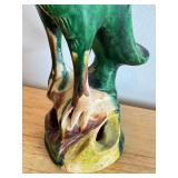 Antique Chinese Sancai Parrot Figure, 10 Inch Tall Ceramic