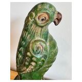 Antique Chinese Sancai Parrot Figure, 10 Inch Tall Ceramic