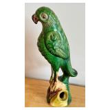 Antique Chinese Sancai Parrot Figure, 10 Inch Tall Ceramic