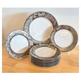 Crate & Barrel Silver Leaf Platter and 10 Cake Plates