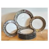 Crate & Barrel Silver Leaf Platter and 10 Cake Plates