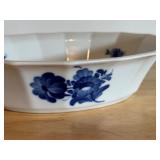 Royal Copenhagen Denmark 9.25" Oval Porcelain Bowl Blue Floral Pattern