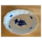 Royal Copenhagen Denmark 9.25" Oval Porcelain Bowl Blue Floral Pattern