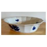 Royal Copenhagen Denmark 9.25" Oval Porcelain Bowl Blue Floral Pattern