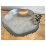 Vintage Pewter Bowl with Ornate Shell Accent Made in Italy 10 Inch