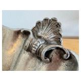 Vintage Pewter Bowl with Ornate Shell Accent Made in Italy 10 Inch