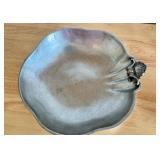 Vintage Pewter Bowl with Ornate Shell Accent Made in Italy 10 Inch