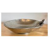 Vintage Pewter Bowl with Ornate Shell Accent Made in Italy 10 Inch