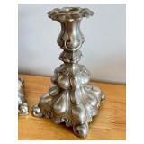 Pair of Svenskt Tenn 7.5" Pewter Candlesticks with Ornate Design