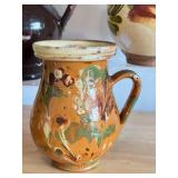 Set of 5 Vintage Hand-Painted Pottery Jugs and Pitchers including Redware