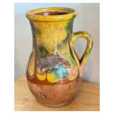 Set of 5 Vintage Hand-Painted Pottery Jugs and Pitchers including Redware