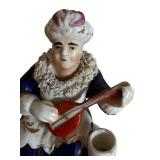 Vintage 6-Inch Porcelain Staffordshire Lady Figurine Musician Figurine Quill Holder