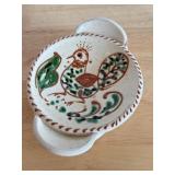 Wooden Coaster Holder and Hand-Painted Pottery Dish from Spain