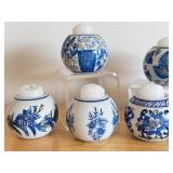 Set of 6 Centrum Ceramics Blue and White Floral Candle Holders