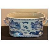 Vintage Blue and White Porcelain Foot Bath / Planter