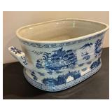 Vintage Blue and White Porcelain Foot Bath / Planter