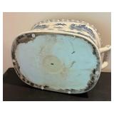 Vintage Blue and White Porcelain Foot Bath / Planter