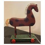 Bent Wood Box, Metal Bin and Horse Decor