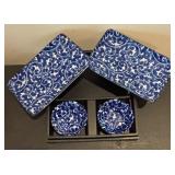 Blue and White Casserole Dish and Serving Set for Two
