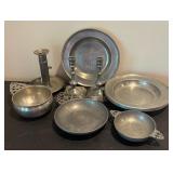 Vintage Pewter Tableware and Candle Holders Collection