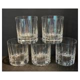 Set of 5 Royal Crystal Block Whiskey Glasses